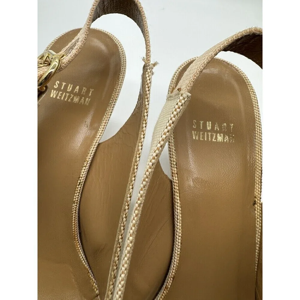 STUART WEITZMAN IVORY LIGHT TAN TORTOISE SHELL WEDGES SHOES Size 9